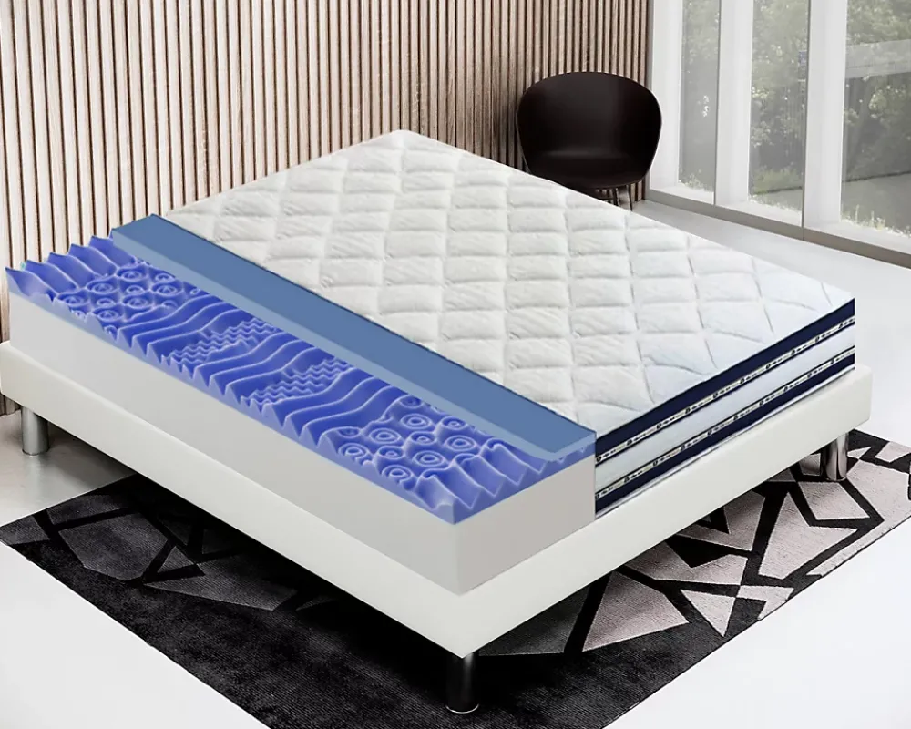 Materassiedoghe Matelas 120x190 Memory Gel - Epaisseur 25 cm - Mousse Mémoire 7 cm - 9 zones de confort - 100% Made in Italy* Matelas