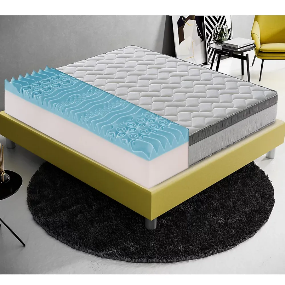 Materassiedoghe Matelas 120x200 Memory Gel - Epaisseur 25 cm - Mousse Mémoire 6 cm - 9 zones de confort - 100% Made in Italy* Matelas