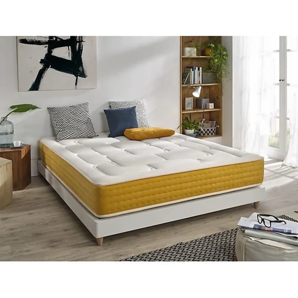 Eccox Matelas 100x200 Ressorts Ensachés Elite Gold Hauteur 30 cm +/- 2 Rembourré en Mémoire de forme + Supersoft 5 cm Mi-Ferme.* Matelas