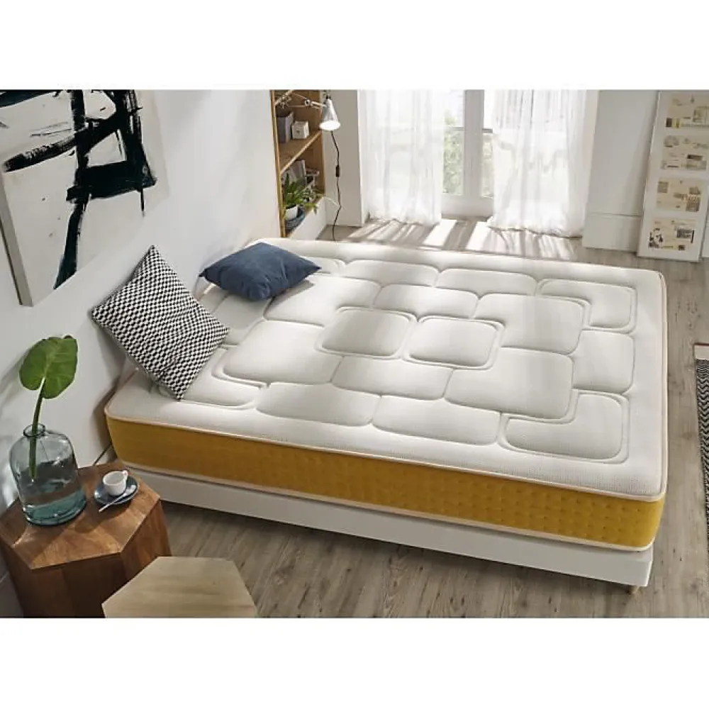 Eccox Matelas 100x200 Ressorts Ensachés Elite Gold Hauteur 30 cm +/- 2 Rembourré en Mémoire de forme + Supersoft 5 cm Mi-Ferme.* Matelas