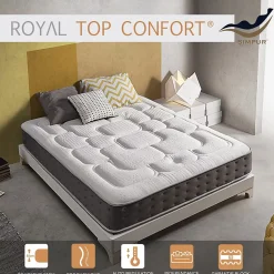 Simpur Low Cost Matelas 135x190 Royal Top, mousse mémoire ViscoGraphene, 30 cm, 11 zones, thermo-régulé, excellente indépendance de couchage* Matelas