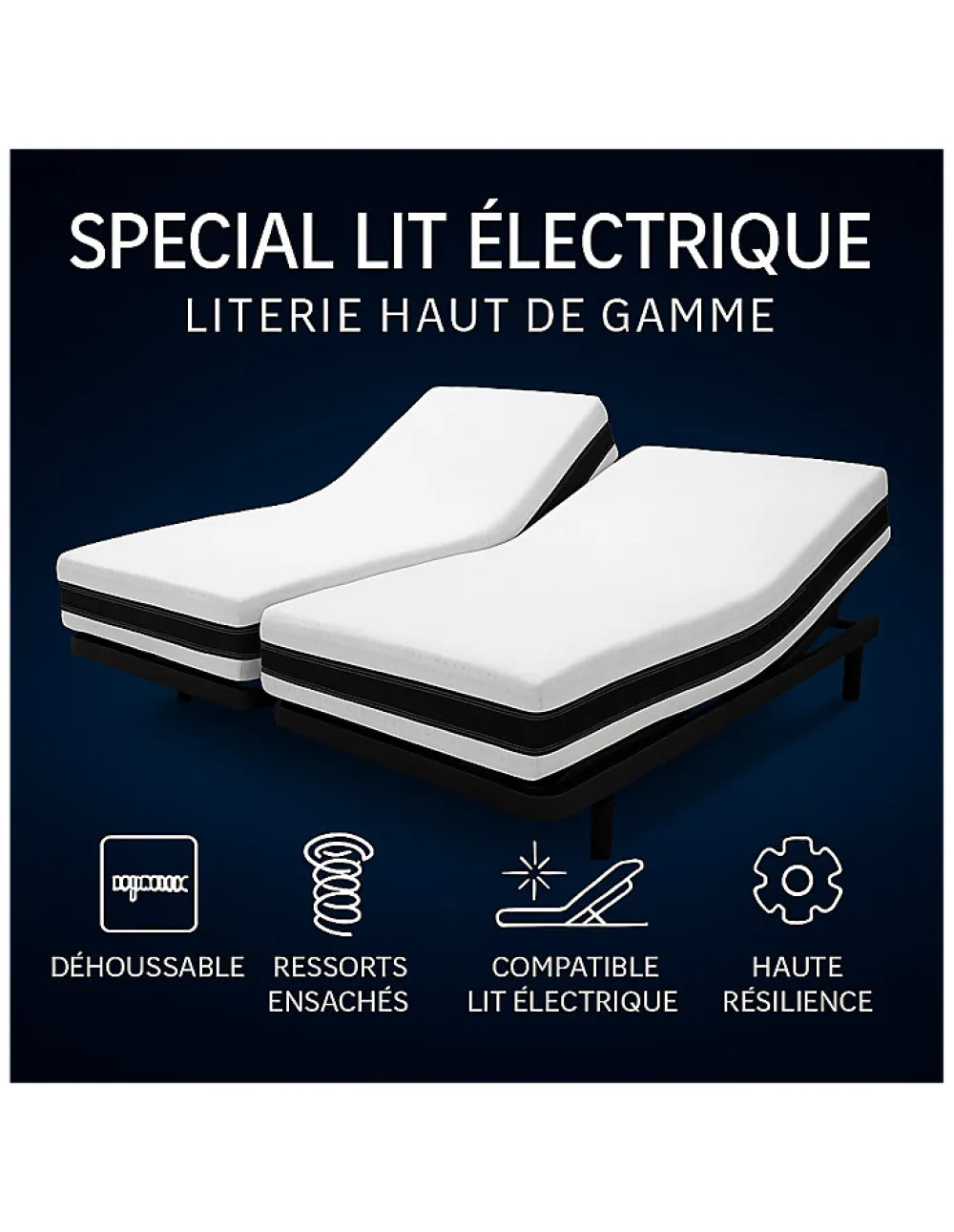 Matelas 2x80x200 Spécial Lit Électrique Fabrication Européenne>By Sommiflex.