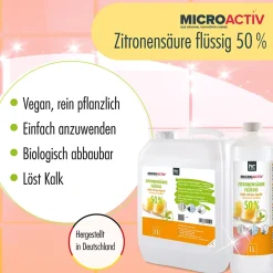 Höfer Chemie Microactiv Acide Citrique Liquide 50% Détartrant Polyvalent 48 x 5 L, Et Économique* Nettoyant Pour Cuisine