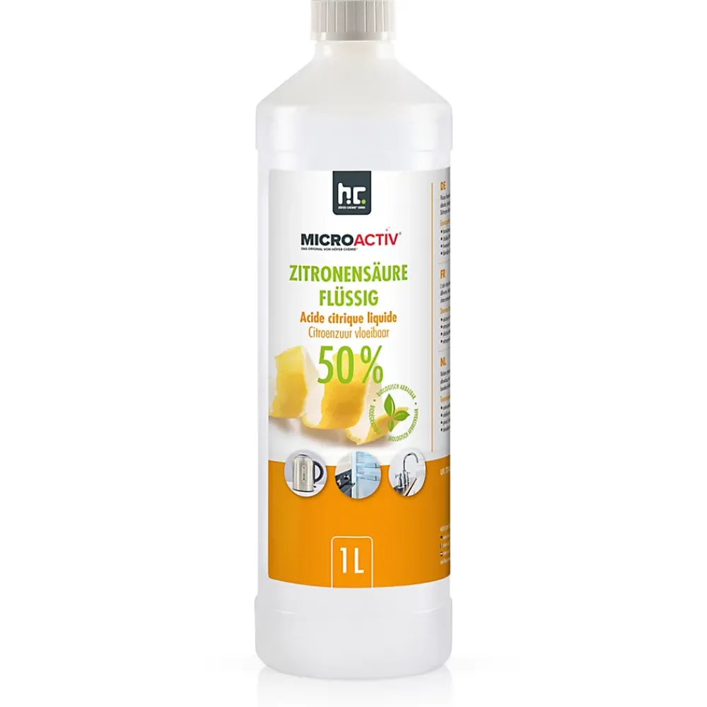 Höfer Chemie Microactiv Acide Citrique Liquide 50% Détartrant Polyvalent 1 x 6 L, Et Économique* Nettoyant Pour Cuisine