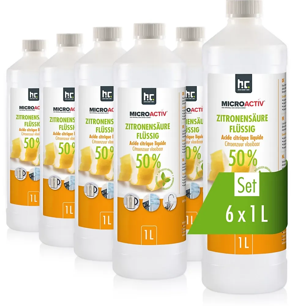 Höfer Chemie Microactiv Acide Citrique Liquide 50% Détartrant Polyvalent 1 x 6 L, Et Économique* Nettoyant Pour Cuisine