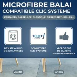 Starwax Microfibre balai mains sèches Clic système* Serpillère
