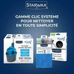 Starwax Microfibre balai mains sèches Clic système* Serpillère