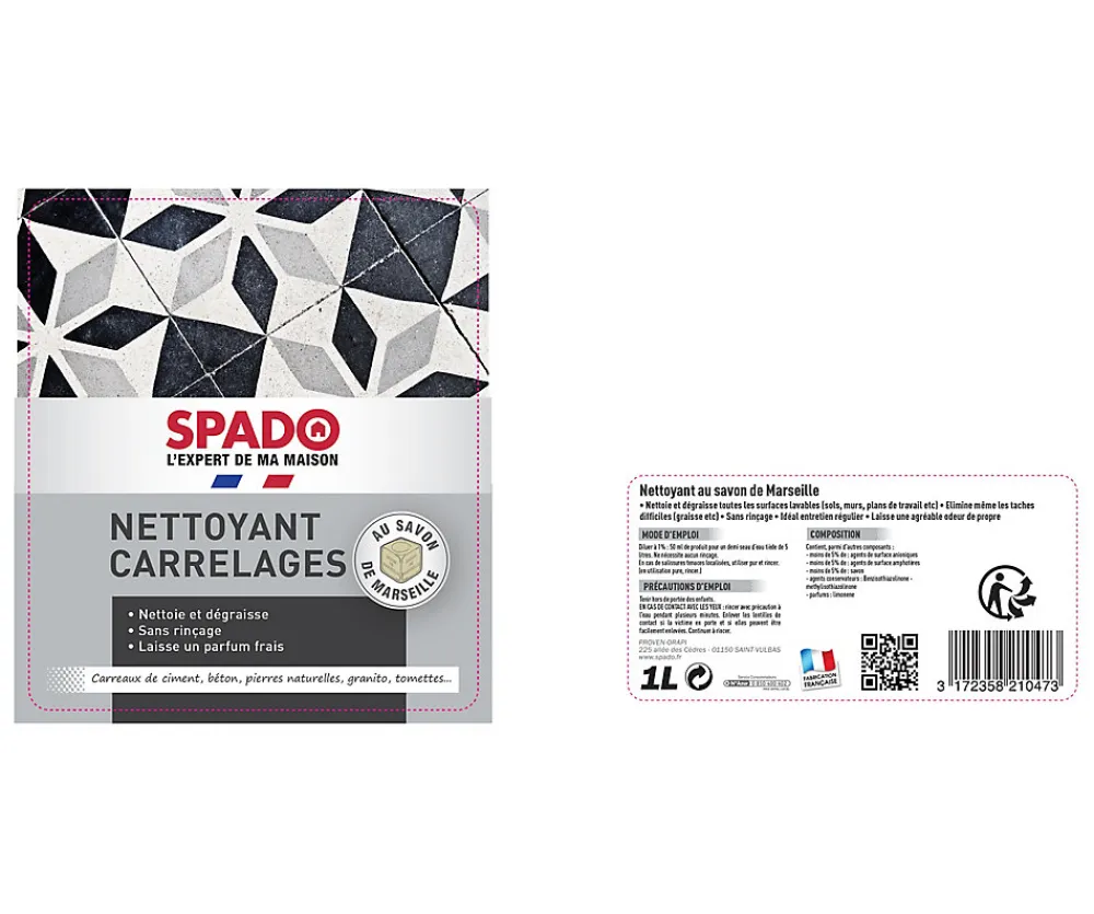 Nettoyant carrelages au savon de Marseille 1L>Spado Best