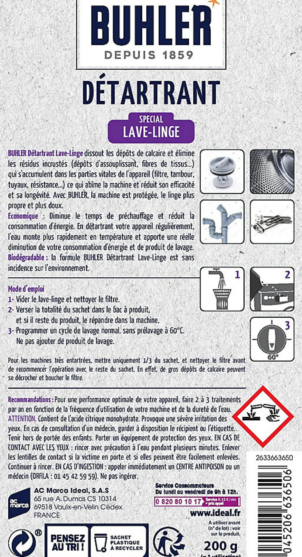 Nettoyant détartrant lave-linge 200g>BUHLER Clearance