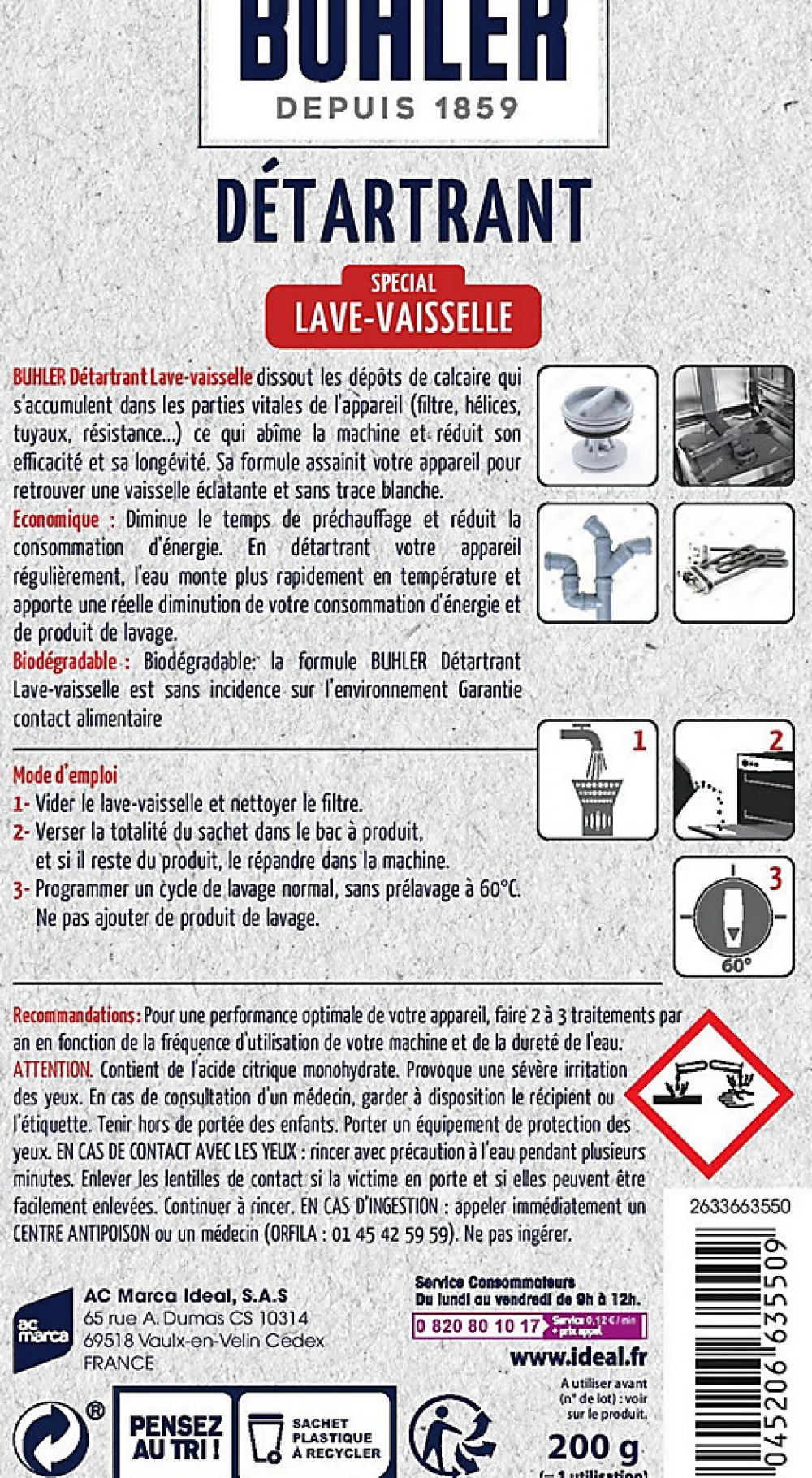 Nettoyant détartrant lave-vaisselle 200g>Buhler Best