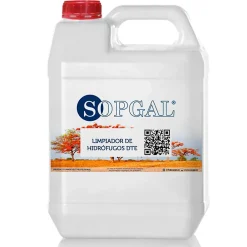 Nettoyant hydrofuge (5L) pour grès, pierre et béton. Élimine taches et les éclaboussures d'hydrofuges sur les surfaces poreuses>Sopgal