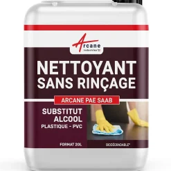 Arcane Industries Nettoyant plastique sans alcool : PVC, PC, téléphone etc... - 20 L -* Produits De Gros Lessivage