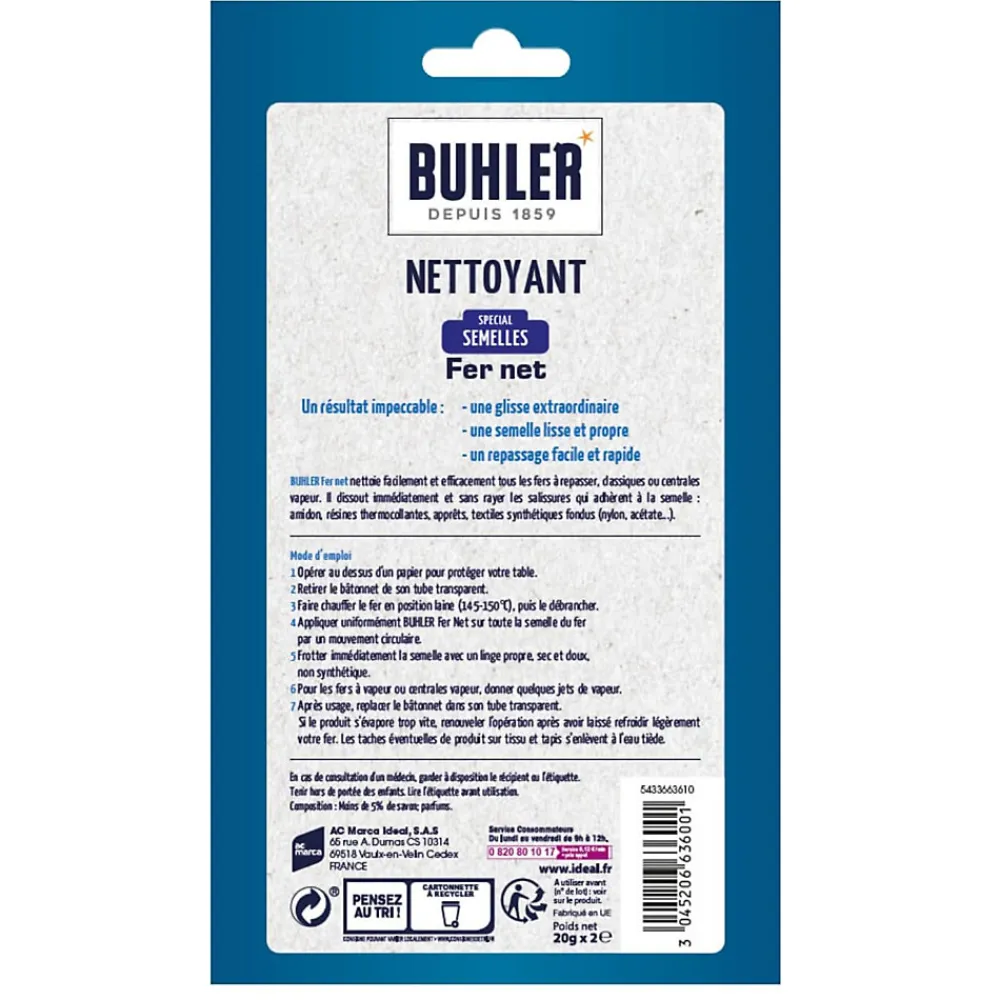 Nettoyant semelle fer à repasser 2x20 g>Buhler Outlet