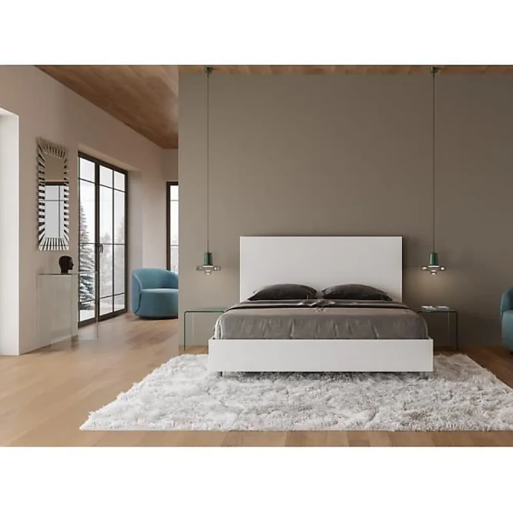 Ityhome Nouveau Lit Egos avec sommier 160x190 frêne blanc* Lit Coffre