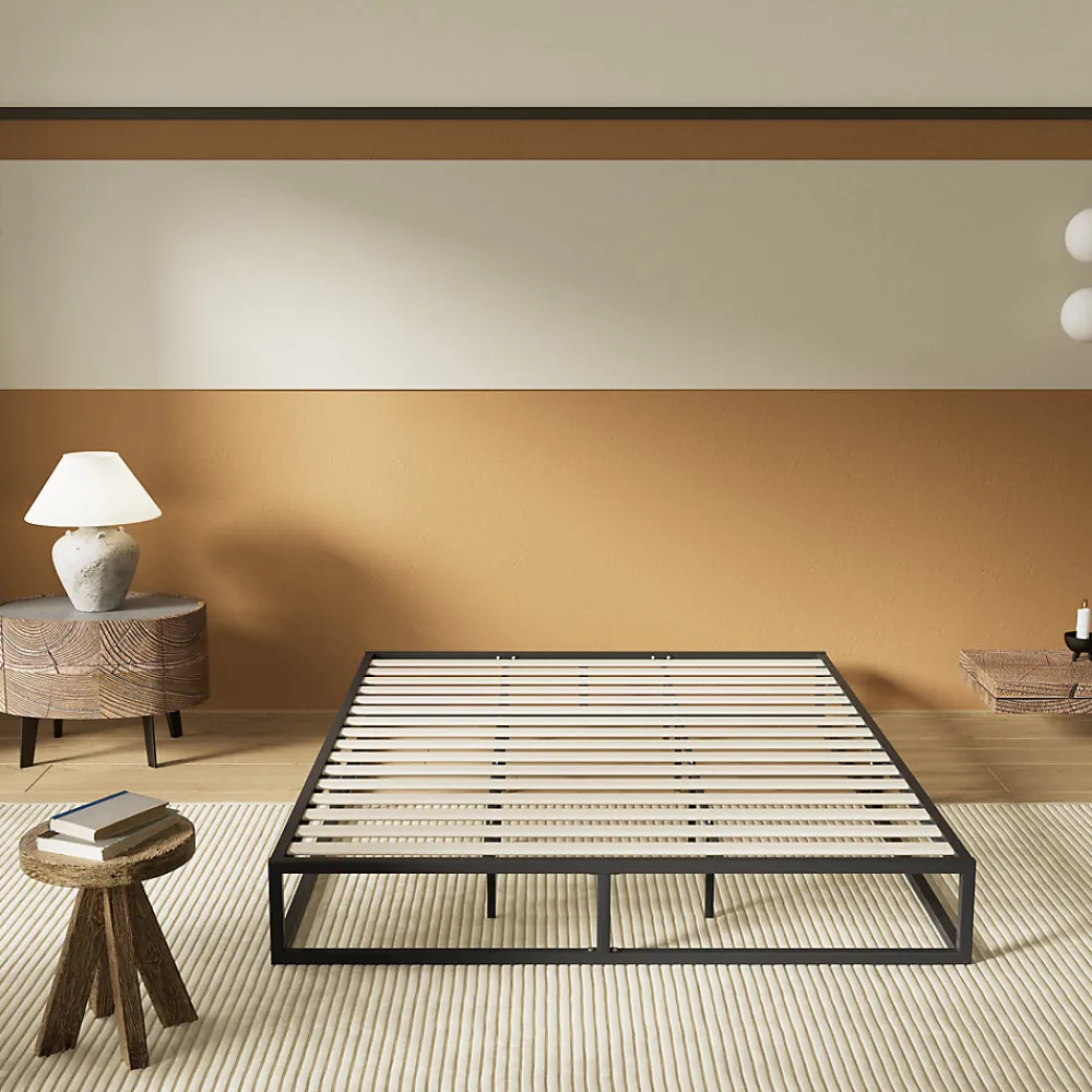 Sleep Lit 140 x 200 cm - Cadre en acier - Lattes en bois>November Hot