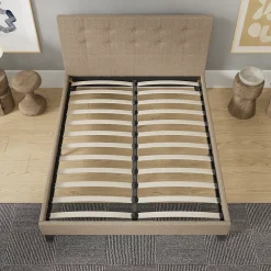 November Sleep Lit 140x200 cm avec tête de lit tissu brun* Lit Double