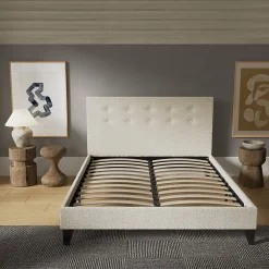 Sleep Lit 140x190 cm avec tête de lit tissu lin><noscript><img width=
