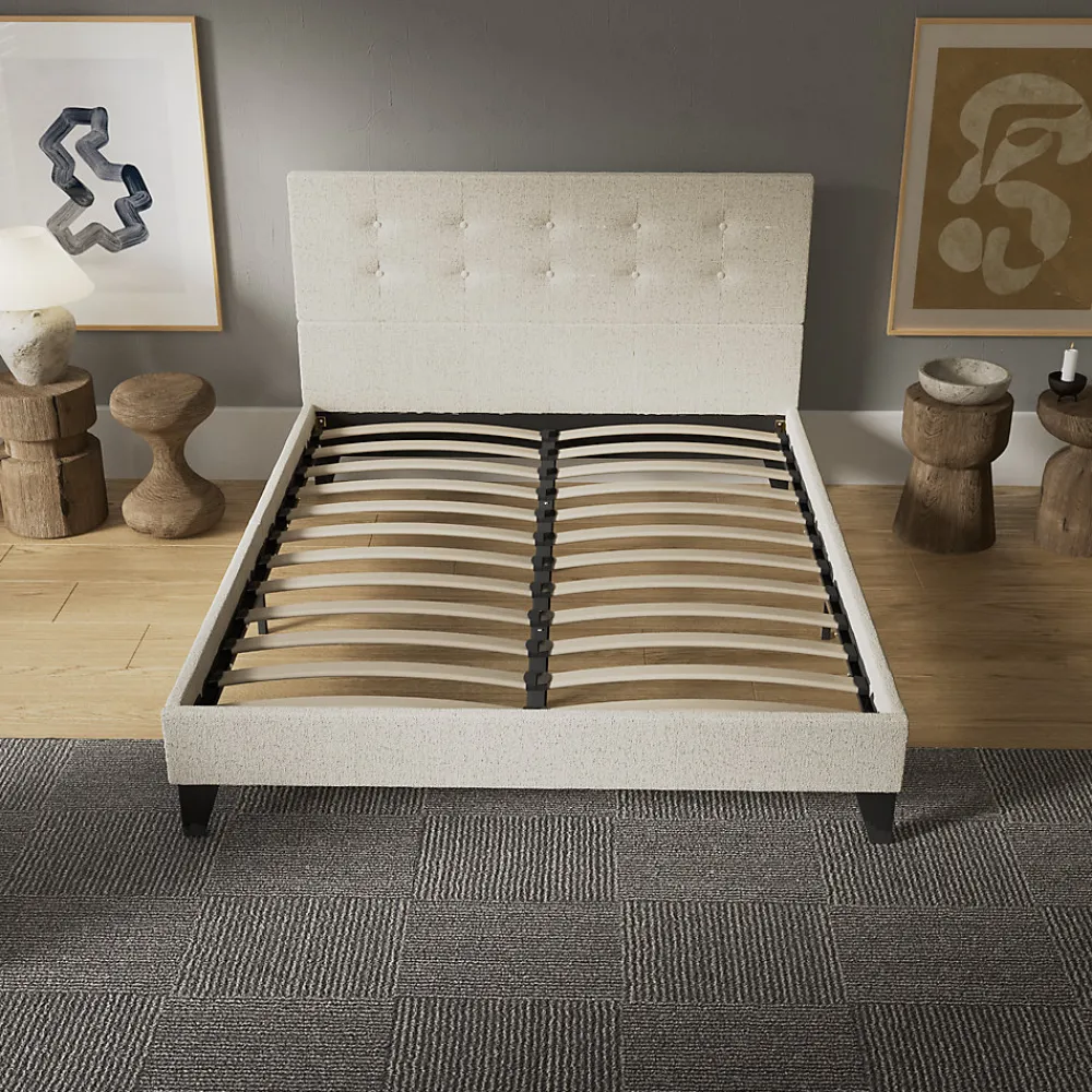 November Sleep Lit 160x200 cm avec tête de lit tissu lin* Lit Double
