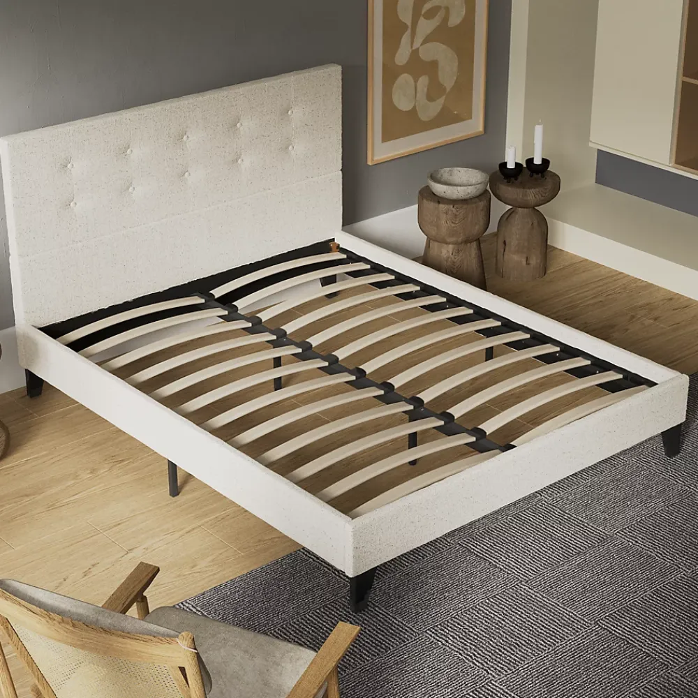November Sleep Lit 160x200 cm avec tête de lit tissu lin* Lit Double
