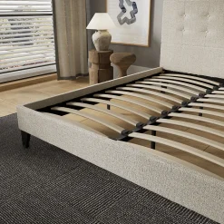November Sleep Lit 160x200 cm avec tête de lit tissu lin* Lit Double