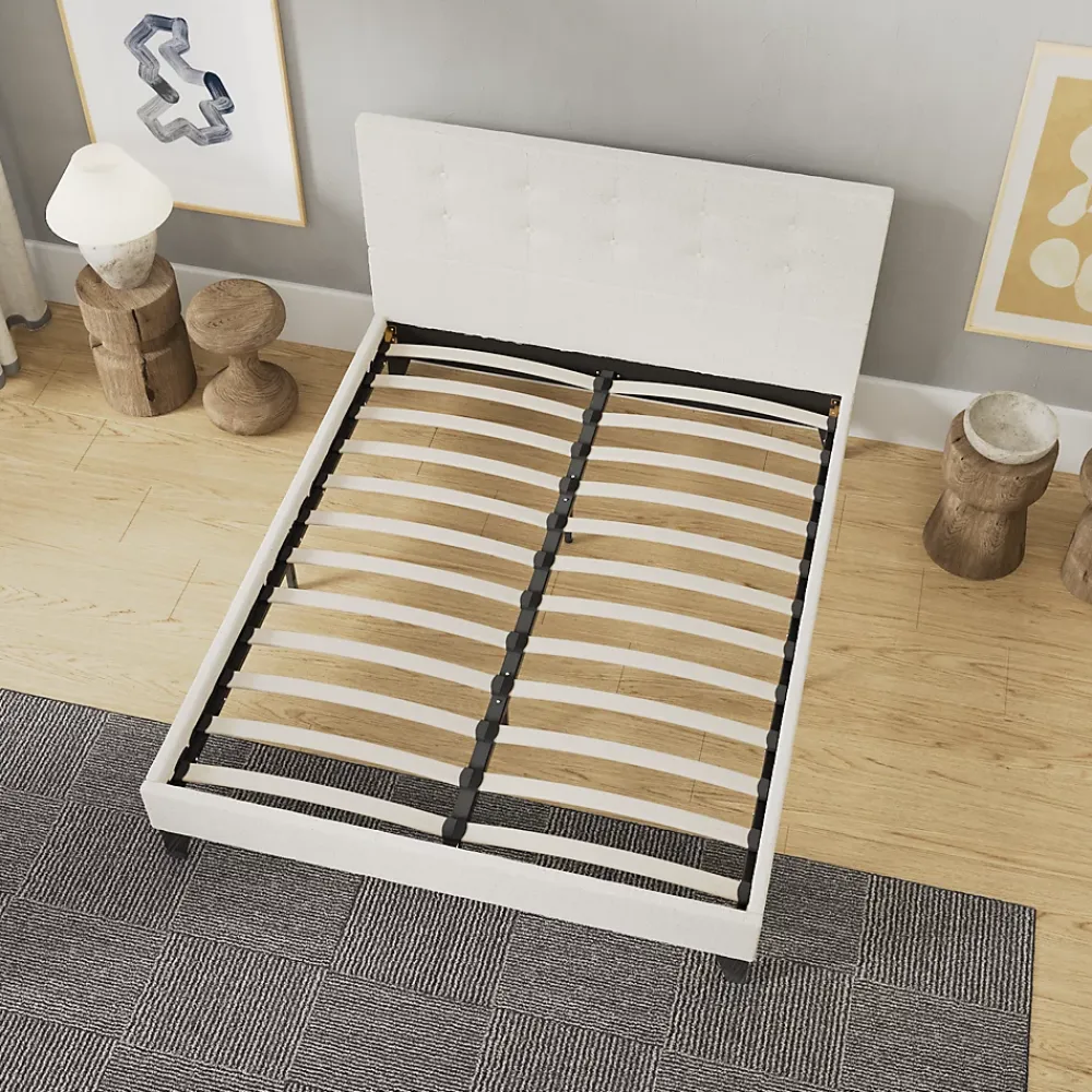 November Sleep Lit 120x190 cm avec tête de lit tissu lin* Lit Double