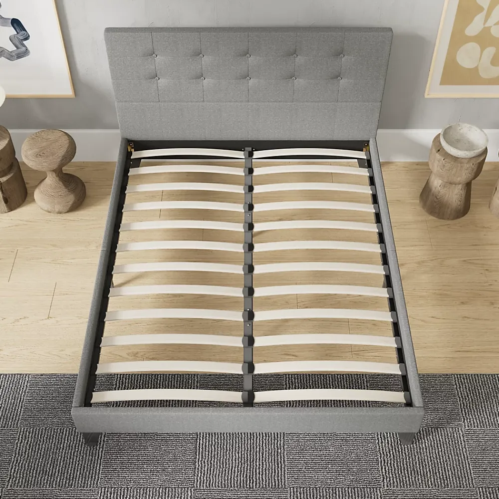 November Sleep Lit 120x190 cm avec tête de lit tissu gris* Lit Double