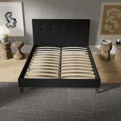 Sleep Lit 160x200 cm avec tête de lit tissu noir>November Sale