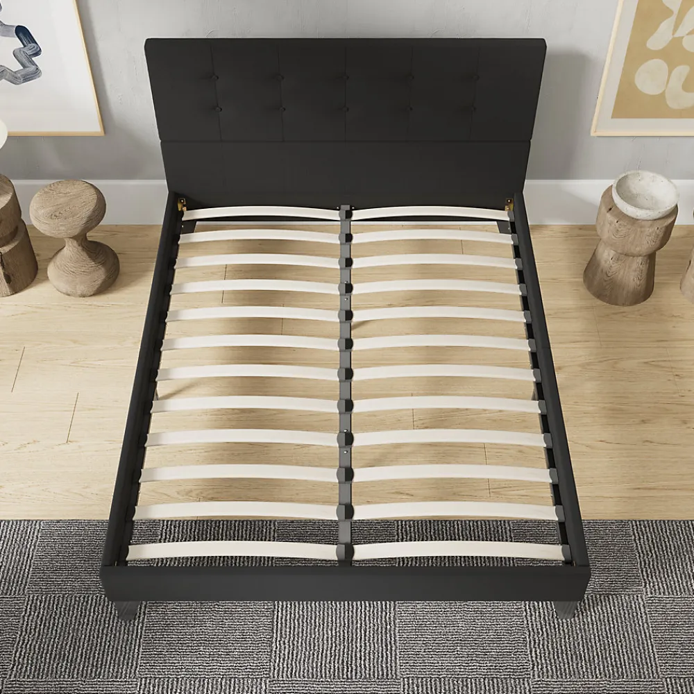 Sleep Lit 160x200 cm avec tête de lit tissu noir>November Sale