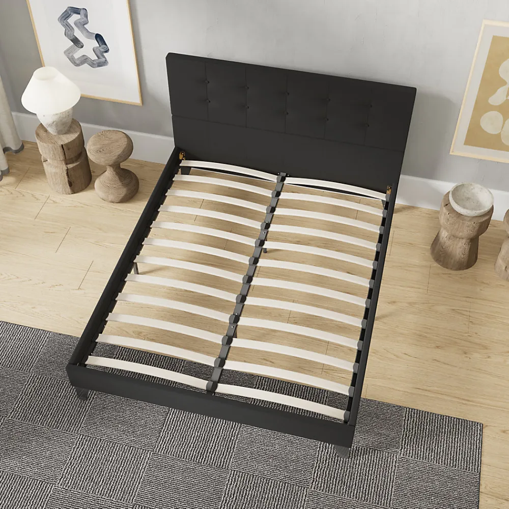 Sleep Lit 160x200 cm avec tête de lit tissu noir>November Sale