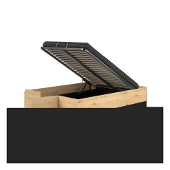 Parisot ODYSSEE Lit adulte - 140x200 cm - Avec coffre relevable - Décor chene et noir - L 166,2 x 66,5 x 205,8 cm* Lit Coffre