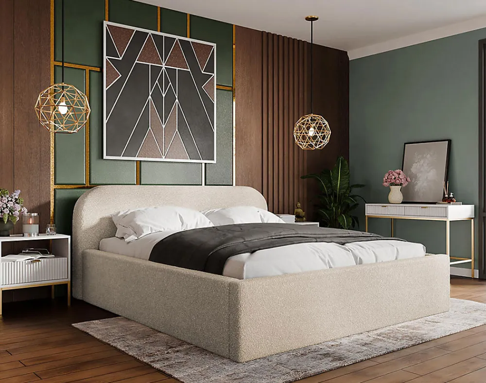 Orane - lit coffre - 180x200 cm - en tissu bouclette ->Best Mobilier Best