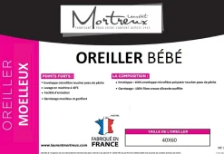 Mortreux Oreiller bébé Microfibre - 40 x 60 - 39952* Oreiller Moelleux