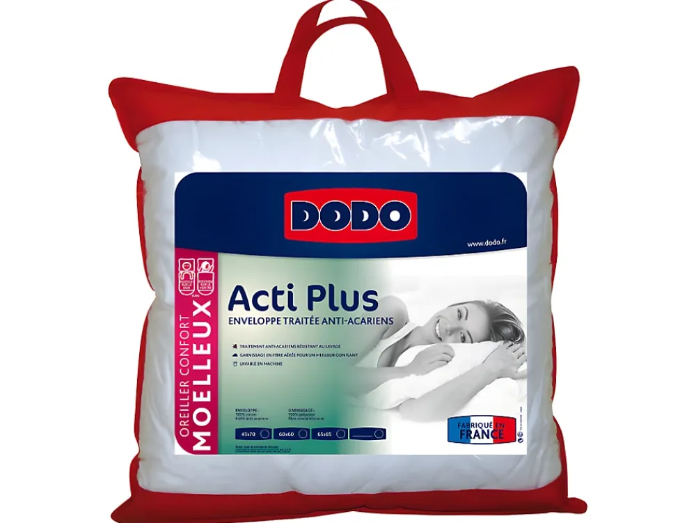 Dodo Oreiller anti allergies - 65x65 cm - ACTI PLUS II* Oreiller Mémoire De Forme