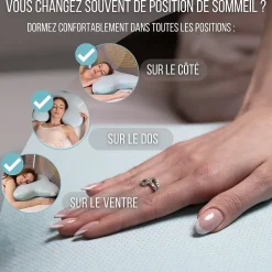 Oreiller en forme de papillon avec gel rafraîchissant - 53x43x12 - MULTIPOSITIONS><noscript><img width=