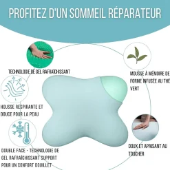 Oreiller en forme de papillon avec gel rafraîchissant - 53x43x12 - MULTIPOSITIONS><noscript><img width=