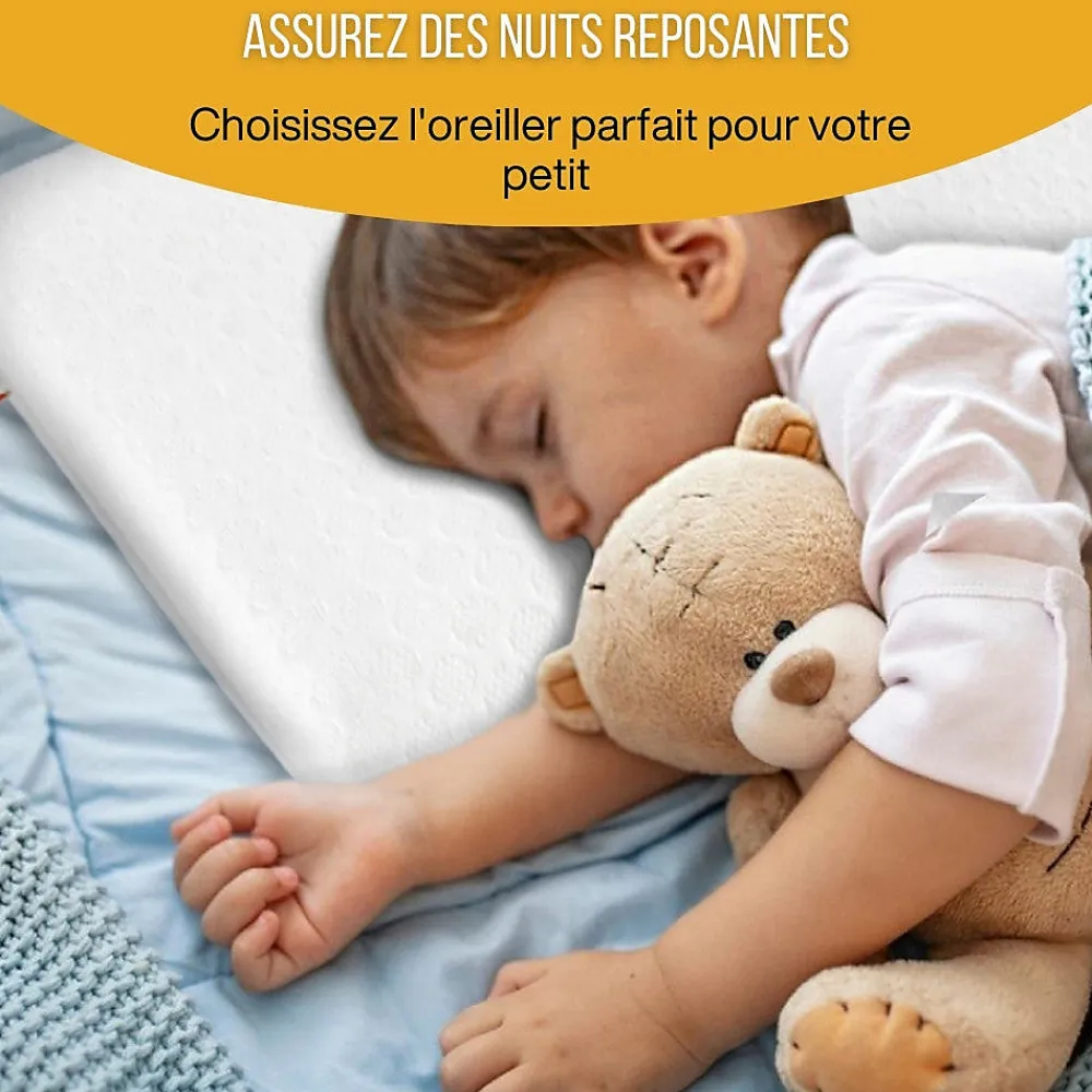 Inphysio Oreiller enfant respirant en tissu de bambou 50x30x5,5 -* Oreiller Mémoire De Forme