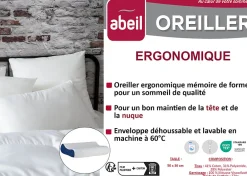 Oreiller ergonomique à mémoire de forme 50 x 36 x 10 cm blanc>Abeil Online