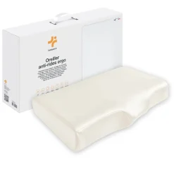Inphysio Oreiller ergonomique anti-rides avec taie d'oreiller en soie - extra grande - 65x42x10 - ERGO* Oreiller Mémoire De Forme