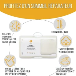 Inphysio Oreiller ergonomique cervical - deux hauteurs différentes - taie d'oreiller en coton - DUO PREMIUM* Oreiller Mémoire De Forme