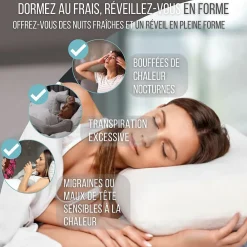 Oreiller gel rafraîchissant rectangulaire double face, ergonomique, mémoire de forme, 60x40 cm><noscript><img width=