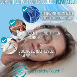 Oreiller infusé au gel rafraîchissant - 60x40 - ClimaConfort ICE><noscript><img width=