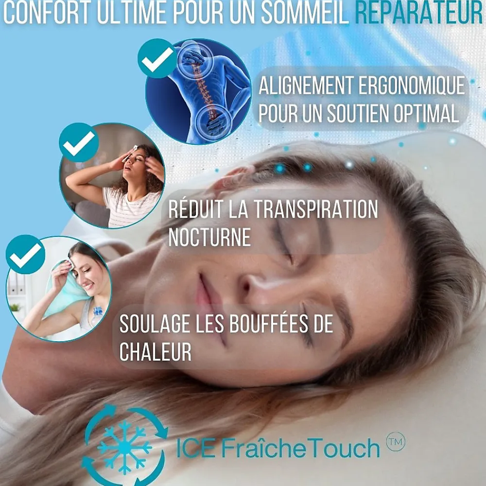 Oreiller infusé au gel rafraîchissant - 60x40 - ClimaConfort ICE>Inphysio Outlet