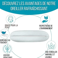 Oreiller infusé au gel rafraîchissant - 60x40 - ClimaConfort ICE><noscript><img width=