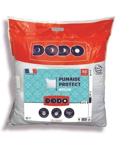 Oreiller médium 50x70 cm - Protection anti punaise, anti acarien - 550 gr - Blanc - Fabriqué en France>Dodo Hot