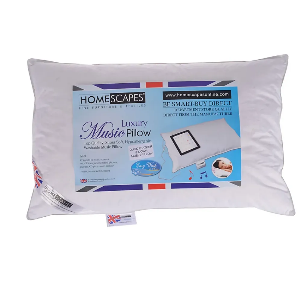 Homescapes Oreiller musical en duvet et en plumes de canard ultra moelleux 50 x 75 cm -* Oreiller Moelleux
