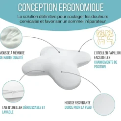 Oreiller papillon rafraîchissant, gel refroidissant, mémoire de forme, 53x43 cm - PURE>Inphysio Sale