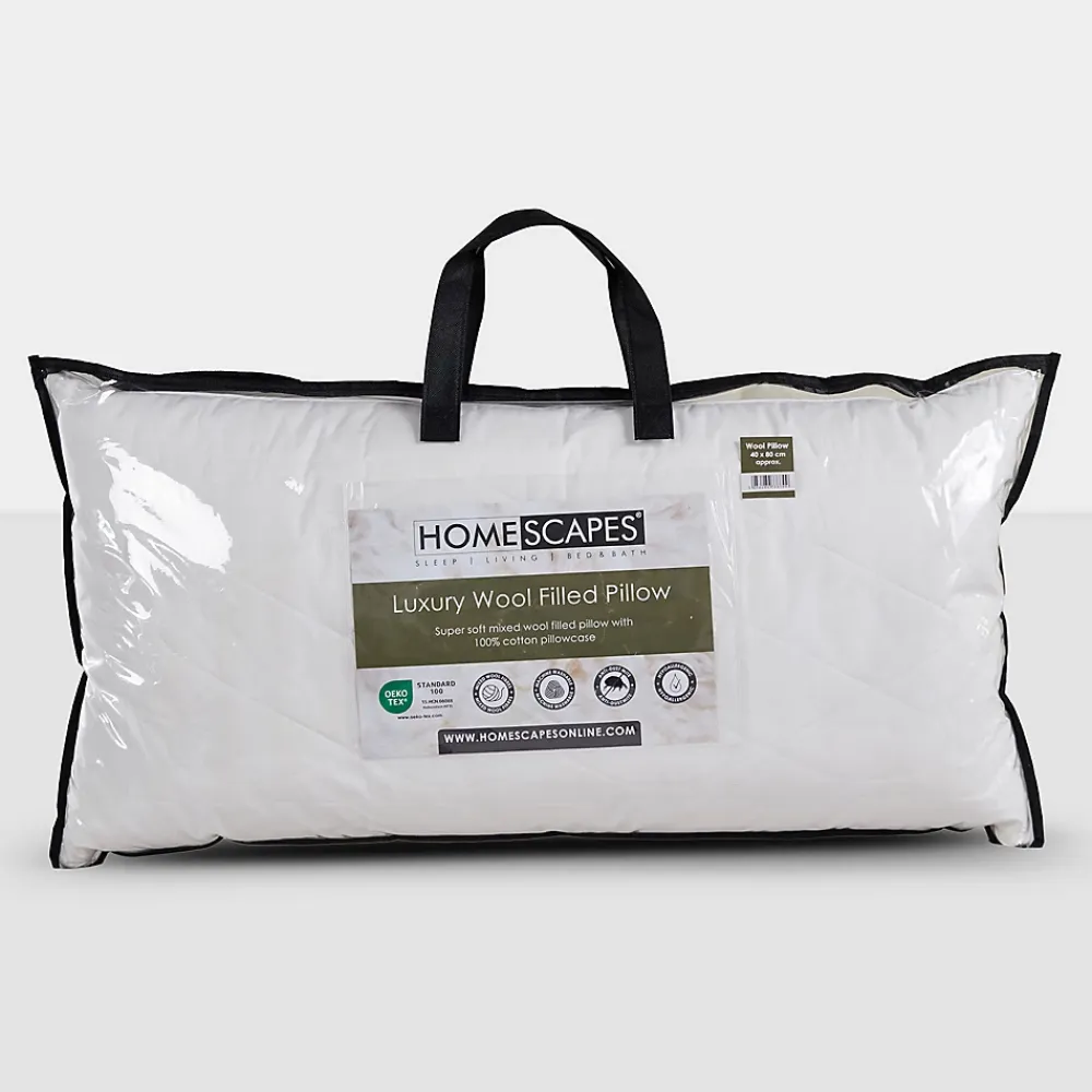 Homescapes Oreiller rectangulaire en laine, 40 x 80 cm -* Oreiller Moelleux
