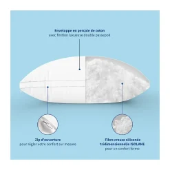 Bleu Calin Oreiller Souple 60x60cm SENSATION DUVET Gonflant* Oreiller Moelleux
