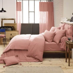 Altobuy OUREA - Chemin de Lit 90x200cm Capitonné Gaze de Coton Rose Pêche* Boutis, Couvre-Lit, Édredon