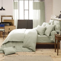 OUREA - Chemin de Lit 90x200cm Capitonné Gaze de Coton Vert d'Eau>Altobuy Clearance